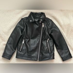 Girl Faux Leather Jacket for Toddler